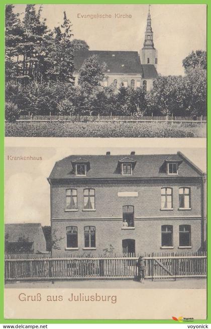 voyo DOBROSZYCE (JULIUSBURG i. Schl.) Evangelische Kirche / Krankenhaus 1913 Postal Used