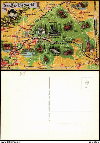 Ansichtskarte Aumühle Landkarte Übersichtskarte vom SACHSENWALD 1980