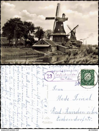 Ansichtskarte Greetsiel Krummhörn Windmühle 1961 Landpoststempel Leybuchtpolder