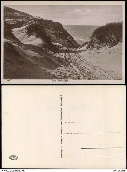Ansichtskarte Sylt Dünenschlucht Insel Sylt 1928