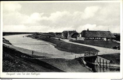 CPA Bongsiel in Nordfriesland, das Tor der Halligen, Reetdachhäuser