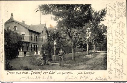 CPA Garstedt Norderstedt in Schleswig Holstein, Gasthof zur Ohe, Radfahrer