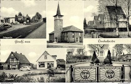CPA Harksheide Norderstedt in Schleswig Holstein, Ortspartie, Kirche, Ehrenmal in Glashütte
