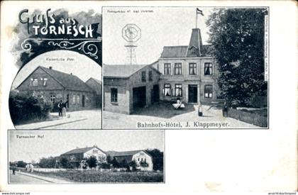 CPA Tornesch in Holstein, Bahnhofs-Hotel, Ternescher Hof, Kaiserliche Post, Gebäude