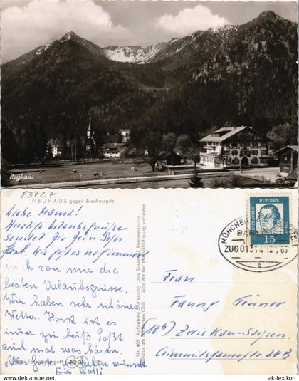 Neuhaus-Schliersee Panorama Neuhaus Bayern gegen Brecherspitz 1960