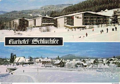 Schluchsee Kurhotel-Schluchsee Hotel Winterlandschaft Schnee Skifahrer Ortspanor