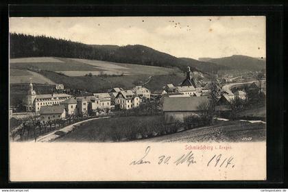 AK Schmiedeberg /Erzgeb., Ortsansicht aus der Vogelschau