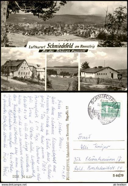 Schmiedefeld (Rennsteig) Luftkurort Schmiedefeld am Rennsteig, Mehrbildansicht mit FDGB-Heim Schöne Aussicht 1979