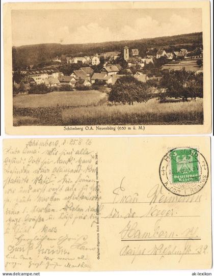 Schömberg (Schwarzwald) Schömberg O.A. Neuenbürg Panorama 1926   gel Stempel
