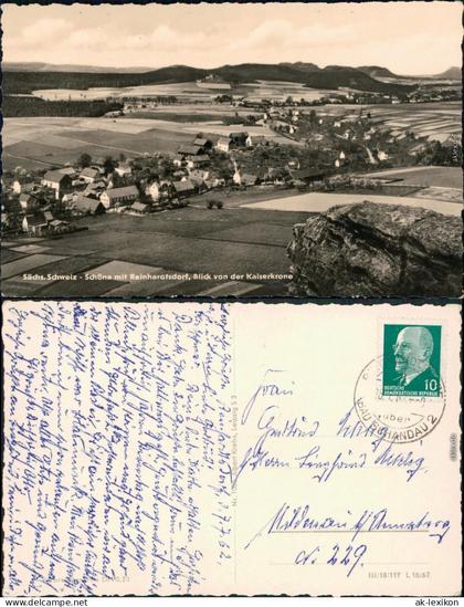 Schöna Reinhardtsdorf mit Reinhardtsdorf, Blick von der Kaiserkrone 1962