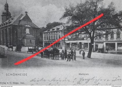 REPRO AK Schönheide Marktplatz Laden Warenhaus ? a Eibenstock Auerbach Stützengrün Rothenkirchen Aue Vogtland Erzgebirge