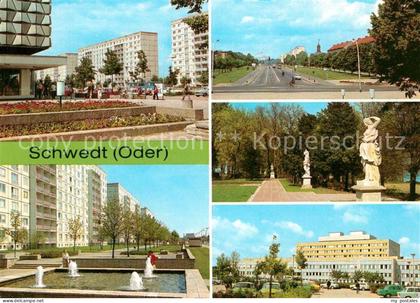 Schwedt Oder Platz der Befreiung Leninallee Park am Kulturhaus Statuen Kreiskran