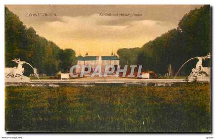 CPA Schwetzingen Schloss mit Hirschgruppe