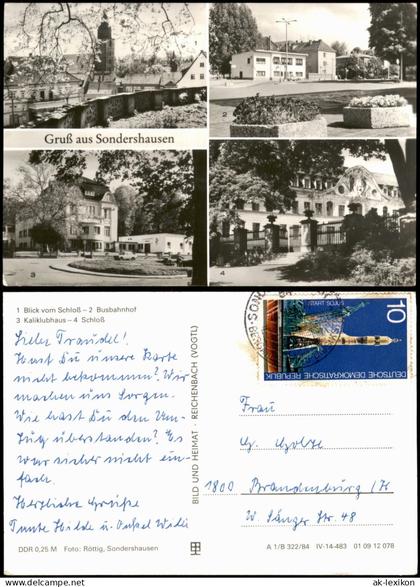 Sondershausen Mehrbildkarte Sondershausen: Schloss, Busbahnhof und Kaliklubhaus 1984
