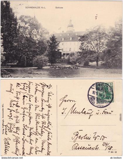 Sonnewalde Blick auf das Schloß Niederlausitz b Finsterwalde 1914