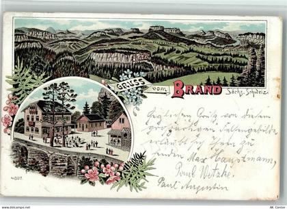 01848 O8352 Brand b Hohnstein, Sächs Schweiz Lithographie 1897 Gasthaus ... - 13216853