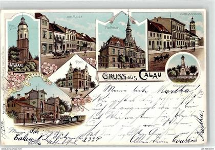 03205 O7540 Calau 1899 Lithographie Kirchturm Rathaus Cottbuserstrasse B... - 52096190