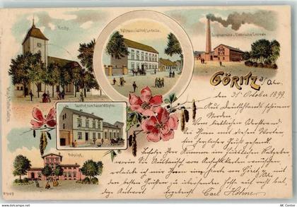 03226 O7541 Göritz b Vetschau 1899 Lithographie Kirche Rathaus Gasthaus ... - 13615090
