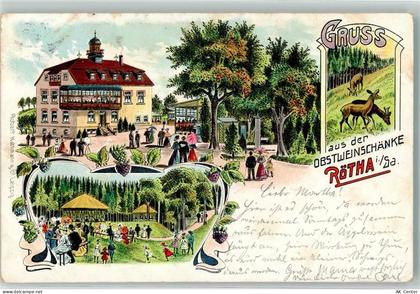 04571 O7209 Rötha 1906 Lithographie Obstweinschänke Garten Pavillon Rehw... - 13628787