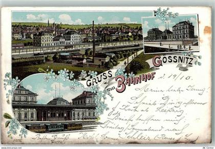 04639 O7422 Gößnitz , Thür 1899 Lithographie Bahnhof - 13628985