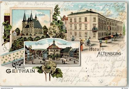 04643 O7230 Geithain 1902 Lithographie Hotel Altenburg Kirche Unterstadt... - 13628247