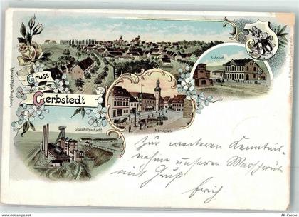06347 O4272 Gerbstedt 1898 Lithographie Bahnhof Glückhilfsschacht Marktp... - 13624423