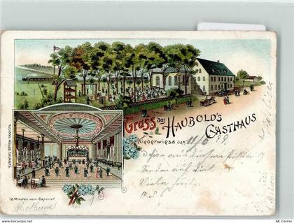 09577 O9387 Niederwiesa 1899 Gebrauchsspuren Haubolds Gasthaus Lithograp... - 13626568