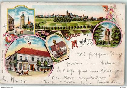 15374 O1278 Müncheberg 1898 Lithographie Turm am Cüstriner Tor Hotel Zur... - 13604868