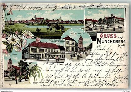 15374 O1278 Müncheberg 1899 Lithographie Hotel Stadt Berlin W. Bober Kir... - 13638883
