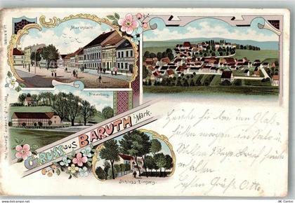 15837 O1632 Baruth , Mark 1899 Lithographie Marktplatz Schloss-Eingang F... - 13668498