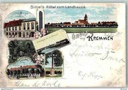 16766 O1423 Kremmen 1901 Lithographie Sittels Hotel zum Landhause Eisenb... - 13637785