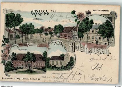 16866 O1901 Holzhausen b Neustadt, Dosse 1906 - Dorfstraße Gasthaus Herb... - 13633148