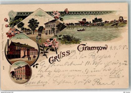 17291 O2131 Gramzow , Uckermark 1898 Lithographie Marktplatz Post Molker... - 13648818