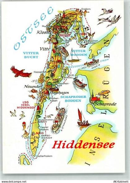 18565 O2359 Insel Hiddensee - Vogelschau Landkarte Osstsee -Hiddensee Ze... - 39358703