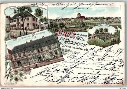 23936 O2420 Grevesmühlen 1897 Lithographie Hotel zum Großherzog Rathaus ... - 13656556