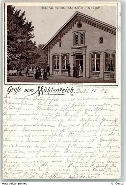 26340 W2932 Zetel 1892 Lithographie Vorläufer Gasthaus am Mühlenteich Or... - 13623724
