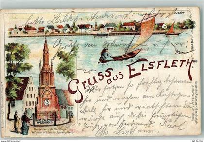 26931 W2887 Elsfleth 1902 Lithographie Herzog Wilhelm-Denkmal Segelboot... - 13507296