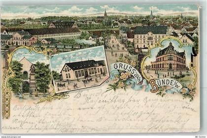 32257 W4980 Bünde 1898 Lithographie Gasthaus Ad. Giersberg Kriegerdenkma... - 13615284