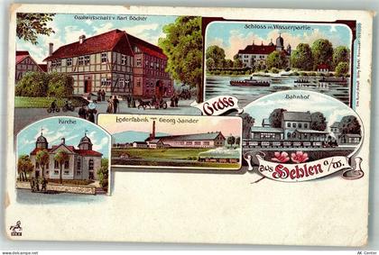 37619 W3452 Hehlen b Holzminden Gebrauchsspuren Lithographie Kirche Lede... - 13670329