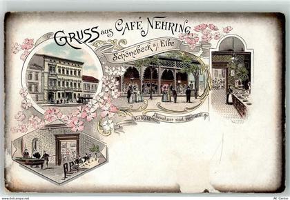 39218 O3300 Schönebeck Elbe Lithographie Cafe Nehring - 13608752