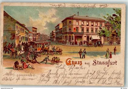 39418 O3250 Staßfurt 1906 Lithographie Stassfurt Straßenkreuzung Straßen... - 13660384