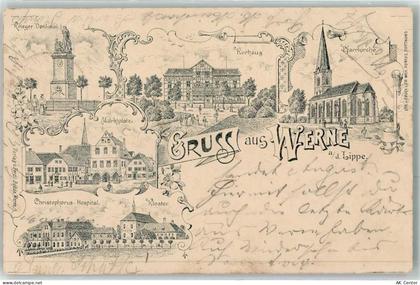 59368 W4712 Werne 1902 Lithographie Kriegerdenkmal Kurhaus Pfarrkirche M... - 13614421