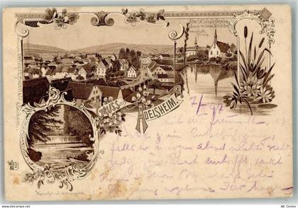 74740 W6962 Adelsheim 1897 Gebrauchsspuren Lithographie Schlossgarten Wa... - 13650634