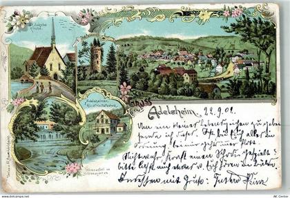 74740 W6962 Adelsheim 1902 Lithographie St. Jakobs Kirche Alt. Schlosstu... - 13615166
