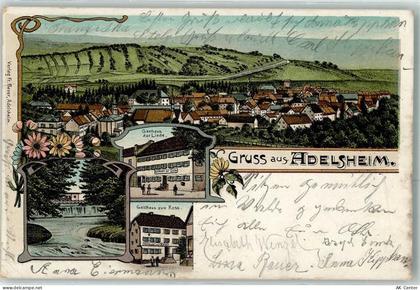 74740 W6962 Adelsheim Lithographie Gasthaus Zur Linde Gasthaus Zum Ross... - 13617080