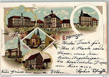 75031 W7519 Eppingen 1905 Lithographie Bahnpost K. Württ 4 XI 05316 Erho... - 13644636