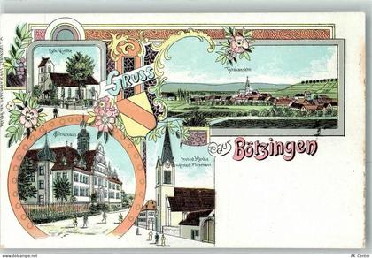 79268 W7805 Bötzingen Lithographie Kath. Kirche Schulhaus Protest. Kirch... - 13616708