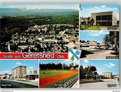 82538 W8192 Geretsried - Fliegeraufnahme Neuer Platz Stadion Ev. Kirche ... - 39935954