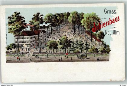 89231 W7910 Neu-Ulm Lithographie Gasthaus Schiesshaus - 13613658