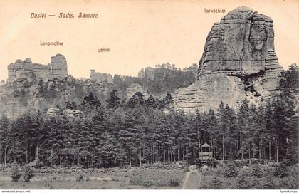 Germany Saechs Schweiz Bastei Talwaechter Lamm Lokomotive Cliff vintage postcard